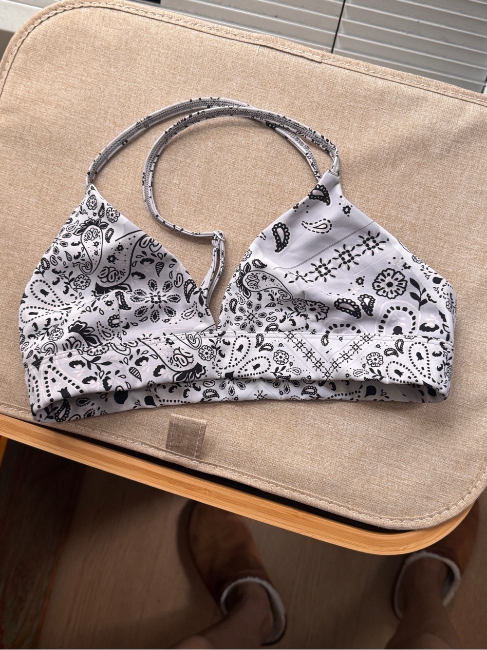 Alo Black & White Paisley Bra Top